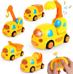 RC Toy Car Truck Toddlers for 2/3 Year Old Boys Digger Crane Musical Lights