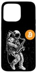 Coque pour iPhone 15 Pro Max Bitcoin Space Jazz Astronaut crypto sax saxophonist moon