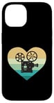 Coque pour iPhone 14 Projecteur de cinéma en forme de cœur avec inscription « Ich liebe Kino »