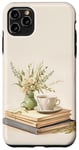 Coque pour iPhone 11 Pro Max Aquarelle Sauge Green Flower Books And Coffee