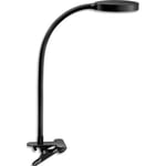 CEP Lampe bureau Flex à pince. Bras flexible en métal gainé, tête orientable. Variateur d'intensité. Noir