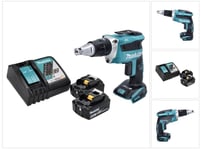 Makita DFS 452 2x Akkukäyttöinen kipsilevyruuvitaltta 18 V, yksi akku 6,0 Ah sekä laturi