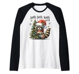 Sorta Santa Sorta Feral Santa Funny Raccoon Lover Xmas Tree Raglan Baseball Tee