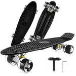 CAROMA Skateboard Enfant, Planche à roulettes avec LED Light Up Roues, Skateboard 22 Pouces Mini Cruiser Skateboard Fille Garçon Débutant