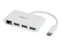 Startech.Com 3 Port Usb C Hub W/ Gigabit Ethernet – Usb Type C To 3 X Usb-A – Multi Port Usb 3.0 Hub For Macbook Pro (Hb30c3a1gea) - Hub - 3 X Superspeed Usb 3.0 + 1 X 10/100/1000