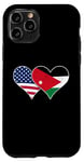 Coque pour iPhone 11 Pro Drapeaux des États-Unis et de la Jordanie – Cœurs vintage américains et jordaniens