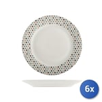 6 Plates Flat In Porcelain Model Luxor, 27cm, Brand H&H