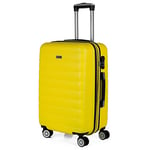 ITACA - Rigid Suitcase Medium Size - ABS Medium Suitcase 65cm Hard Shell Suitcase - Lightweight 20kg Suitcase with Combination Lock - Lightweight and Resistant Travel, Yellow