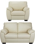 Argos Home Milano Leather Chair and 2 Seater Sofa - Ivory