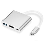 Macbook USB-C Adapter - Thunderbolt 3 - USB 3.0  & HDMI Silver