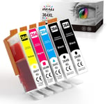 364XL 364 XL Ink Cartouches d'encre Compatible pour HP 364 364XL pour HP Photosmart 5520 5510 5512 5515 6520 6525 6510 Deskjet 3520 Offic4620 4622 (Noir Cyan Magenta Jaune,5-Pack)