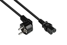 Good Connections P0150-S010 Câble d'alimentation avec Prise Type E+F CEE 7/7 coudé pour appareils Chauds C15 Noir 1 m