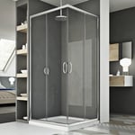 CABINE DE DOUCHE ANGULAIRE 70X100 CM OUVERTURE COULISSANTE VERRE TRANSPARENT