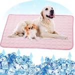 Jorisa Pet Cooling Mat,Dog Cat Summer Cooling Pad Cushion Ice Silk Self Cooling Blanket Sleeping Bed Mat Heat Relief Mattress for Pet Dog Cat Puppy(XL:100x70cm,Pink)