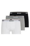 BOSS Mens Trunk 3P Power Three-Pack of Logo-Waistband Trunks in Stretch Cotton