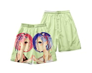 1PCS Swimming Shorts Mens Anime Ram Rem Re：Life In A Different World From Zero 3D Print Funny Hawaiian Beach Trunks Surf Gym With Pockets For Summer Beach Holiday L