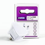 STATUS USB Plug Adapter | Single Port USB Power Adaptor White | 2400 mAh USB Plug | S1USBPLUG1PK4