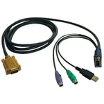 Tripp Lite 6ft USB / PS2 Cable Kit for KVM Switches B020-U08 / U16 & B022-U16 6' - Câble clavier / vidéo / souris (KVM) - USB, PS/2, HD-15 (VGA) (M) - 1.8 m - moulé - noir