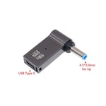 Convertisseur de prise de type C à 4.5x3.0mm,100W,USB C PD,câble de charge rapide pour HP/Dell,chargeur d'ordinateur portable DC 4.5x3.0 - Type Adapter for HP