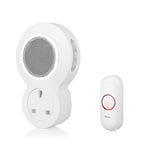Byron DBY-23513UK Wireless Plug in Doorbell Set, 175m Range, 8 Melodies, Visual Alert System, White