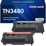 Toner Bank TN3480 Compatible for Brother TN-3480 TN3480 TN-3430 TN3430 TN 3480 TN 3430 Toner Cartridge HL-L5100DN HL-L5200DW MFC-L5750DW MFC-L5700DW HL-L6400DW HL-L5000D HL-L5200DWT (Black, 2-Pack)