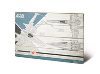 STAR WARS: The Last Jedi X-Wing Plans 40x59cm Wooden Wall Art, Multicoloured