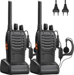 Talkie Walkie Professionnel Pmr446 Radio Bidirectionnelle Longue Portée 16 Canaux Talkies-Walkies Avec Casque, Base De Chargement Et Batterie (2 Pcs)