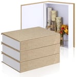 Tioncy Lot de 3 boîtes de rangement décoratives modernes en lin pour bibliothèque, table basse, livres pour loisirs créatifs (beige, 22 x 15 x 4 cm)