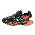 Geox J Borealis Boy Sandal, Black Red, 2.5 UK