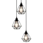 vidaXL Ceiling Lamp with Diamond Design Black 3 x E27 Bulbs HOT