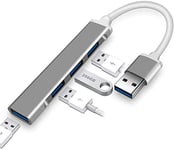 Hub USB 4 ports, adaptateur de hub USB, répartiteur multi-USB en aluminium avec ports USB 3.0, pour MacBook Air/Pro 2017/2018, XPS et autres appareils USB C