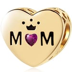 18K Yellow Gold Plated Mum Crown Heart Charms, fits Pandora My First Mothers Day Bracelet, 925 Sterling Silver Best Queen Mom CZ Beads, Mummy Gift for Navy Mom/Army Mum/Mom in Law