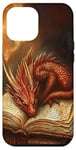 iPhone 12 Pro Max Aesthetic Gothic Red Dragon Reading Book Painting Bookish Case