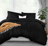 Utopia Queen Size Bedding Set - 1 Duvet Cover with 2 Pillow Shams - 3 Pieces Comforter Cover with Zipper Closure - Ultra Soft Brushed Microfiber, 90 X 90 Inches (Black)