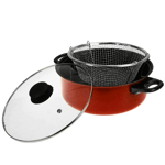 3 In 1 Non Stick Chip Pan Deep Fat Fryer Cooking Pot Frying Basket With Lid Set