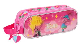 Safta Trolls 3 – Children's Double Pencil Case, Children's Pencil Case, Ideal for School Age Children, Comfortable and Versatile, Quality and Resistance, 21 x 6 x 8 cm, Pink, Pink, Estándar, Casual