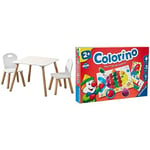KESPER Table Enfant avec 2 chaises - Matériau : Panneau de Fibres & Ravensburger - Jeu Educatif - Colorino - Jeu d'apprentissage des Couleurs et Manipulation - Motricité et créativité