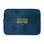 WONDEE Mr Wonderful Housse pour Ordinateur portablee 13 à 14" Pouces avec Phrase Romantique et Motif Carte du Monde, Compatible avec MacBook, Lenovo et Tous - Cadeaux Originaux pour Femmes