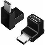 Adaptateur usb c 90 Degrés Angle Droit (Lot de 2), Adaptateur Coudé otg usb-c 3.1 Femelle à Mâle Compatible avec MacBook Pro, Samsung Galaxy,