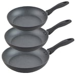 Russell Hobbs COMBO-8692 Frying Pan Set – Non-Stick, Induction Hob Suitable Cooking Pans, Cook With Little or No Oil For Healthy Meals, Soft Grip Handles, Metallic Marble, Strong Forged Aluminium