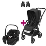 Maxi Cosi Pack poussette duo Léona 2 + pebble pro 360 essential black