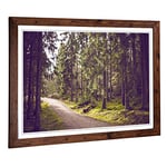 Big Box Art Framed Print of Landscape The Green Forest (3) Design | Wall Art Picture | Home Decor for Kitchen, Living, Dining Room, Bedroom, Hallway, Office, Walnut, A2 / 24.5x18 Inch / 62x45cm