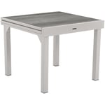 Table de jardin extensible Piazza gris smoke & blanc 8 places en aluminium traité époxy - Hespéride