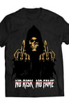 Skull Labs - No Risk, No Fame T-Shirt, Black / Gold - XXL