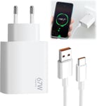 Chargeur Xiaomi Charge Rapide, 67w Chargeur Et 2m 6a Type C Cable Mi Turbo, Pour Xiaomi 14 13 12 12t 12s Pro Lite Redmi Note K60 K50 11 11s 12 Pro Plus, Chargeur Xiaomi 67w