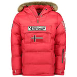 Geographical Norway BILBOQUET MEN - Parka Passe Tête Chaude Homme Imperméable - Manteau Épais Capuche Fourrure Outdoor - Blouson Chaud Coupe Vent Hiver Doublure Extérieur Veste Hommes ROUGE XL