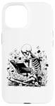 iPhone 15 Skeleton Reading Book Floral Wisdom Funny Book Lover Case