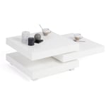 Idmarket - Table basse carrée mina blanche plateaux rotatifs 60x60 cm