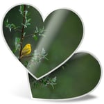 2 x Heart Stickers 15 cm - Little Yellow Bird Tree Rain Nature #45583