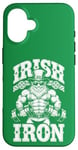 Coque pour iPhone 16 Irlandais Iron Funny St Patrick Day Leprechaun Gym Fitness